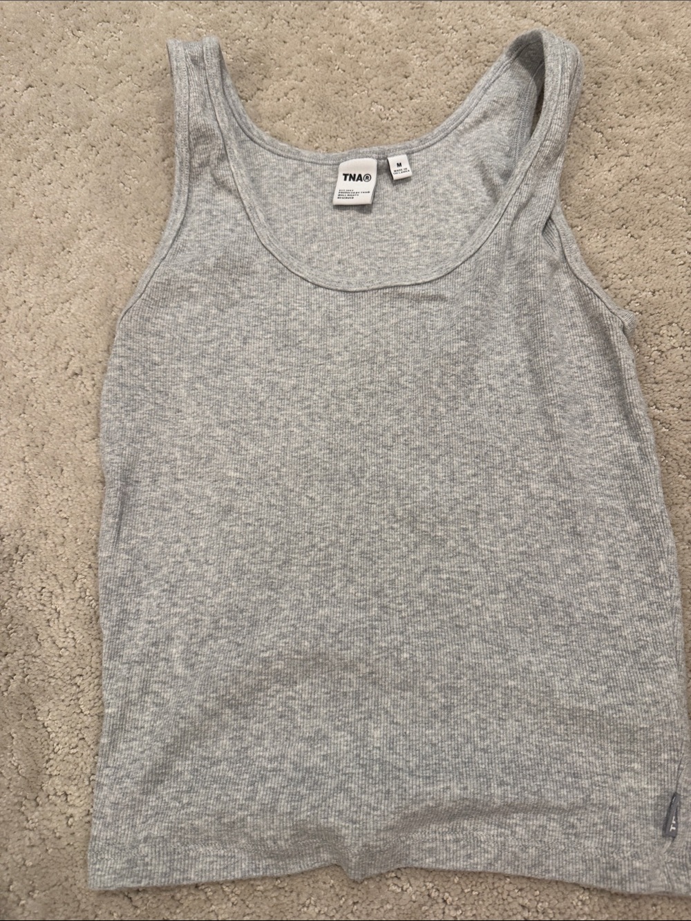 TNA Light Gray Ribbed Scoop Tank